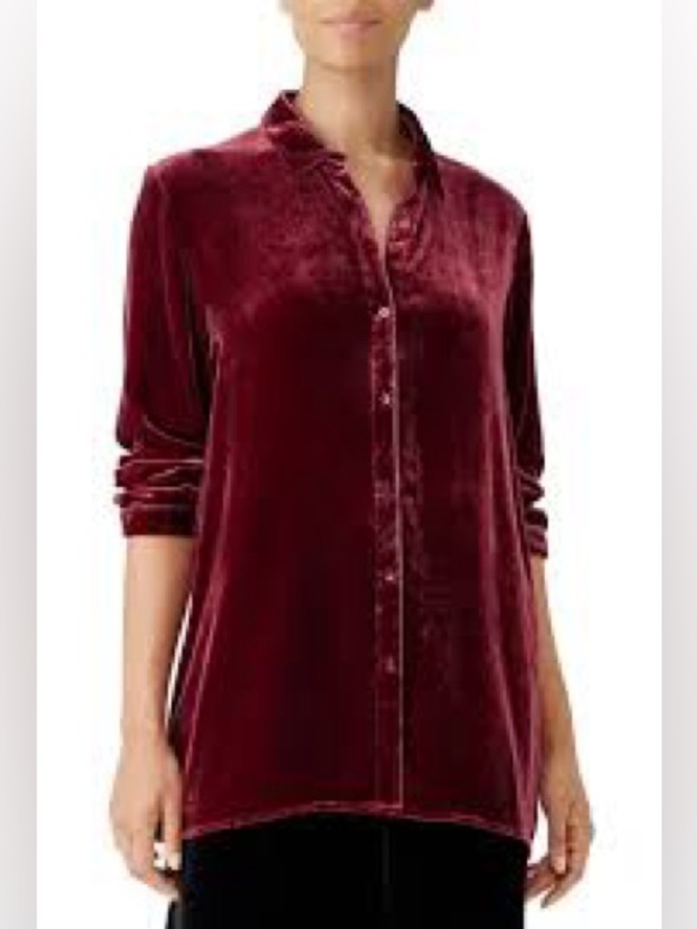 Eileen Fisher Burgundy Button Up Top Sz Medium